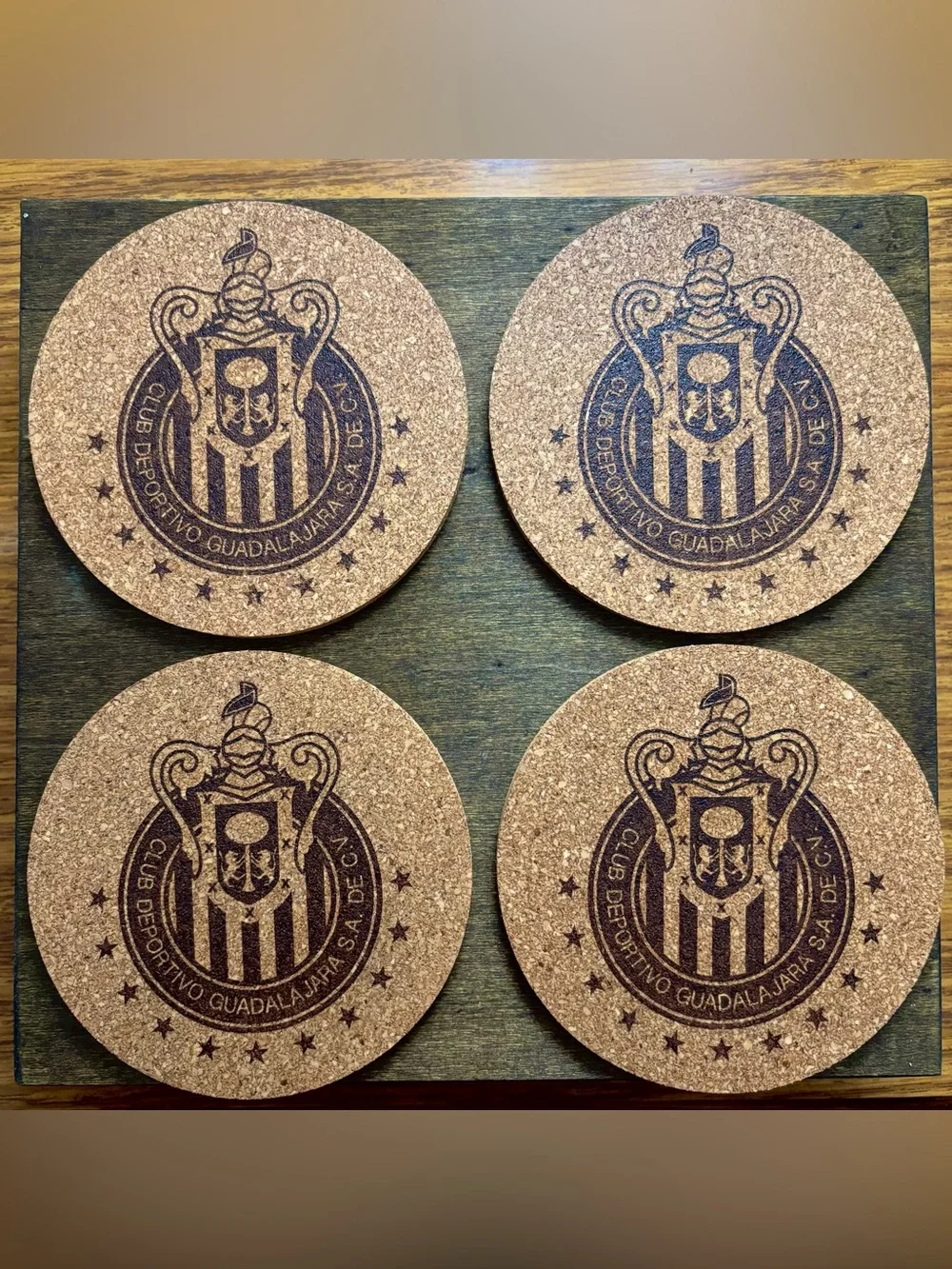 Guadalajara Chivas Logo Laser Engraved Cork Coaster